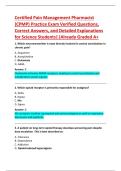 Certified Pain Management Pharmacist  &lpar;CPMP&rpar; Practice Exam Verified Questions&comma;  Correct Answers&comma; and Detailed Explanations  for Science Students&vert;&vert;Already Graded A&plus; 