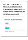 NFPA 1983 &ndash; Life Safety Rope &  Equipment for Emergency Services  Practice Questions And Correct Answers  &lpar;Verified Answers&rpar; Plus Rationales 2026  Q&A &vert; Instant Download Pdf 