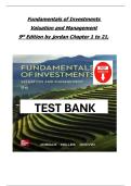 Full Test Bank for Fundamentals of Investments&colon; Valuation and Management 9th Edition by Bradford D&period; Jordan&comma; Thomas W&period; Miller Jr&period; & Stephen D&period; Dolvin &ndash; Complete Chapters 1&ndash;21 with Risk & Return&comma; Stock & Bond Valuation&comma; Portfolio Theory&comma; Options & CFA-Style