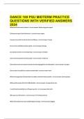 DANCE 100 PSU MIDTERM PRACTICE QUESTIONS WITH VERIFIED ANSWERS