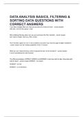DATA ANALYSIS BASICS&comma; FILTERING & SORTING&period;&period;&period;ATA QUESTIONS WITH CORRECT ANSWERS&period;