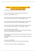 Dealer License &lpar;CA&rpar; Questions with Correct Answers