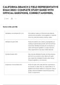 CALIFORNIA BRANCH 2 FIELD REPRESENTATIVE EXAM 2025 &vert; COMPLETE STUDY GUIDE WITH OFFICIAL QUESTIONS&comma; CORRECT ANSWERS&comma; 
