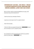 MICROBIOLOGY LAB FINAL - OSU 4000&period;01 - PRELAB  & LAB QUIZ EXAM WITH ACTUAL QUESTIONS AND  VERIFIED ANSWERS &vert; LATEST 2025&sol; 2026 UPDATE