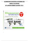 Full Test Bank for Elementary Statistics&colon; Picturing the World 7th Edition by Ron Larson & Betsy Farber &ndash; Complete Chapters 1&ndash;11 with Descriptive Statistics&comma; Probability&comma; Hypothesis Testing&comma; Regression&comma; Chi-Square & Nonparametric Test Questions