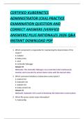 CERTIFIED KUBERNETES  ADMINISTRATOR &lpar;CKA&rpar; PRACTICE  EXAMINATION QUESTION AND  CORRECT ANSWERS &lpar;VERIFIED  ANSWERS&rpar; PLUS RATIONALES 2026 Q&A  INSTANT DOWNLOAD PDF 