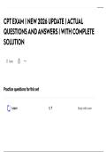 CPT EXAM &vert; NEW 2026 UPDATE &vert; ACTUAL QUESTIONS AND ANSWERS &vert; WITH COMPLETE SOLUTION