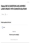 Obama DSE 142 QUESTIONS AND ANSWERS &vert; LATEST UPDATE &vert; WITH COMPLETE SOLUTION&excl;&excl;