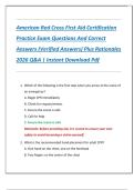 American Red Cross First Aid Certification  Practice Exam Questions And Correct  Answers &lpar;Verified Answers&rpar; Plus Rationales  2026 Q&A &vert; Instant Download Pdf 