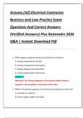 Arizona &lpar;AZ&rpar; Electrical Contractor  Business and Law Practice Exam  Questions And Correct Answers  &lpar;Verified Answers&rpar; Plus Rationales 2026  Q&A &vert; Instant Download Pdf 