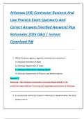 Arkansas &lpar;AR&rpar; Contractor Business And  Law Practice Exam Questions And  Correct Answers &lpar;Verified Answers&rpar; Plus  Rationales 2026 Q&A &vert; Instant  Download Pdf