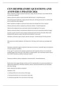 CEN RESPIRATORY QUESTIONS AND ANSWERS UPDATED 2026