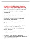 DEFENSIVE DRIVING COURSE FINAL EXAM QUESTIONS WITH CORRECT ANSWERS