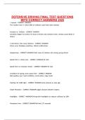 DEFENSIVE DRIVING FINAL TEST QUESTIONS WITH CORRECT ANSWERS