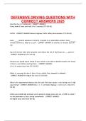 DEFENSIVE DRIVING QUESTIONS WITH CORRECT ANSWERS