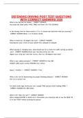DEFENSIVE DRIVING POST TEST QUESTIONS WITH CORRECT ANSWERS 