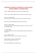 DEFENSIVE DRIVING SESSIONS 1-4 QUESTIONS WITH CORRECT ANSWERS 