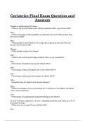Geriatrics Final Exam Question and Answers