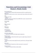 Nutrition and Gerontology Unit Exam 5 Study Guide