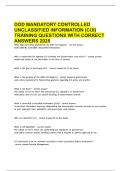DOD MANDATORY CONTROLLED UNCLASSIFIED qUESTIONS WITH CORRECT ANSWERS 