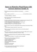 Intro to Dietetics Final Exam with correct Answers Grade A&plus;