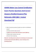 AWWA Water Loss Control Certification  Exam Practice Questions And Correct  Answers &lpar;Verified Answers&rpar; Plus  Rationales 2026 Q&A &vert; Instant  Download Pdf 