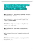 ACI CONCRETE FIELD TESTING TECHNICIAN GRADE I TEST PAPER 2026 COMPLETE QUESTIONS WITH CORRECT ANSWERS