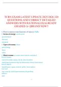TCRN EXAM LATEST UPDATE 2025&sol;2026 320  QUESTIONS AND CORRECT DETAILED  ANSWERS WITH RATIONALES&vert;ALREADY  GRADED A&plus;&vert;&vert;BRAND NEW&excl;&excl; 