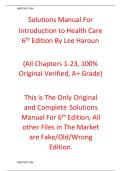 Solutions Manual For  Introduction to Health Care  6th Edition By Lee Haroun  &lpar;All Chapters 1-23&comma; 100&percnt;  Original Verified&comma; A&plus; Grade&rpar; &vert;&vert;ISBN&colon;9780357936498