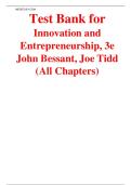 Test Bank for  Innovation and  Entrepreneurship&comma; 8e  John Bessant&comma; Joe Tidd  &lpar;All Chapters&rpar; &vert;&vert;ISBN&colon; 9781394252060
