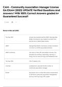 CAM - Community Association Manager License GA EXAM &lpar;2025&rpar; UPDATE Verified Questions And Answers &vert; With 100&percnt; Correct Answers graded A&plus; Guaranteed Success&excl;&excl;