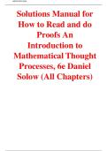 Solutions Manual for  How to Read and do  Proofs An  Introduction to  Mathematical Thought  Processes&comma; 6e Daniel  Solow &lpar;All Chapters&rpar;