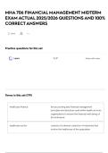 MHA 706 FINANCIAL MANAGEMENT MIDTERM EXAM ACTUAL 2025&sol;2026 QUESTIONS AND 100&percnt; CORRECT ANSWERS