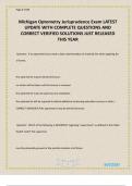 Michigan Optometry Jurisprudence Exam LATEST UPDATE WITH COMPLETE QUESTIONS AND CORRECT VERIFIED SOLUTIONS JUST RELEASED THIS YEAR