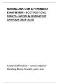 NURSING ANATOMY & PHYSIOLOGY  EXAM REVIEW &ndash; BODY POSITIONS&comma;  SKELETAL SYSTEM & RESPIRATORY  ANATOMY &lpar;2025&ndash;2026&rpar;