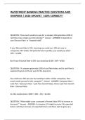 INVESTMENT BANKING PRACTICE QUESTIONS AND ANSWERS &vert; 2026 UPDATE &vert; 100&percnt; CORRECT&excl;&excl;