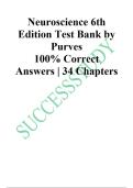 Neuroscience 6th Edition Test Bank by Purves 100- Correct Answers 34 Chapters&period;&period;pdf
