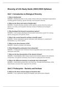 Diversity of Life Study Guide &lpar;2025&sol;2026 Syllabus&rpar;