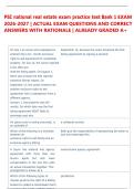   PSI national real estate exam practice test Bank 1 EXAM  2026-2027 &vert; ACTUAL EXAM QUESTIONS AND CORRECT  ANSWERS WITH RATIONALE &vert; ALREADY GRADED A&plus;  