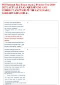 PSI National Real Estate exam 2 Practice Test 2026 2027 &vert; ACTUAL EXAM QUESTIONS AND  CORRECT ANSWERS WITH RATIONALE &vert;  ALREADY GRADED A&plus;