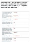 SUFFOLK COUNTY FOOD MANAGERS COURSE  EXAM 2026 &vert; ALL QUESTIONS AND CORRECT  ANSWERS &vert; ALREADY GRADED A&plus; &vert; VERIFIED  ANSWERS &vert; JUST RELEASED 