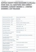 SUFFOLK COUNTY FOOD MANAGERS Certification  EXAM 2026 &vert; ALL QUESTIONS AND CORRECT  ANSWERS &vert; ALREADY GRADED A&plus; &vert; VERIFIED  ANSWERS &vert; JUST RELEASED  