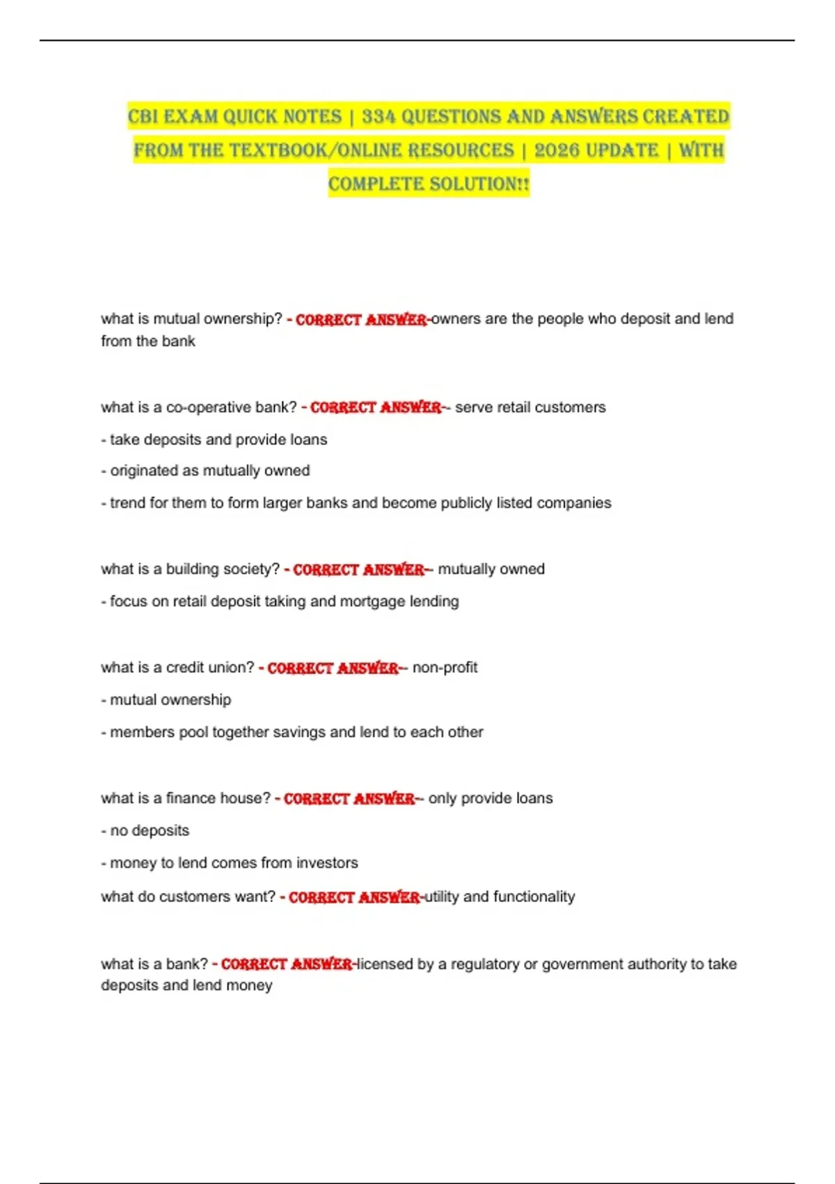 Cbi Exam QuiCk NotEs | 334 QuEstioNs aNd aNswErs CrEatEd From thE ...