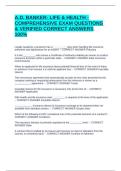 A&period;D&period; BANKER- LIFE & HEALTH - COMPREHENSIVE EXAM QUESTIONS & VERIFIED CORRECT ANSWERS 100&percnt;