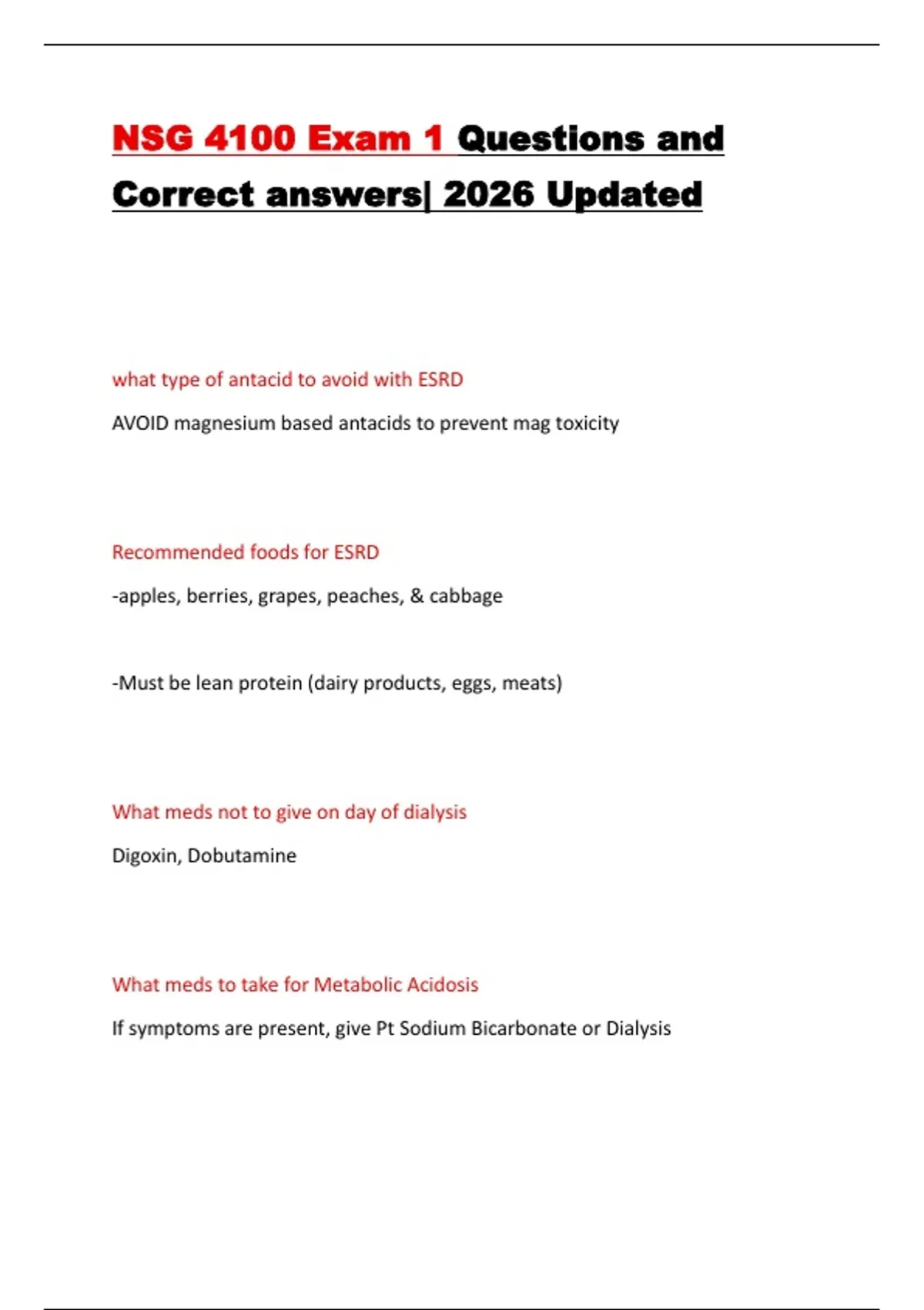 NSG 4100 Exam 1 Questions and Correct answers| 2026 Updated - NSG 4100 ...