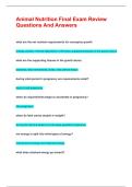 Animal Nutrition Final Exam Review Questions And Answers