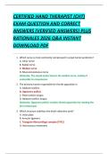 CERTIFIED HAND THERAPIST &lpar;CHT&rpar;  EXAM QUESTION AND CORRECT  ANSWERS &lpar;VERIFIED ANSWERS&rpar; PLUS  RATIONALES 2026 Q&A INSTANT  DOWNLOAD PDF 