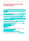 CFI Oral Pilot Exam Questions With Complete Solutions