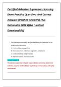Certified Asbestos Supervisor Licensing  Exam Practice Questions And Correct  Answers &lpar;Verified Answers&rpar; Plus  Rationales 2026 Q&A &vert; Instant  Download Pdf