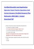 Certified Biosolids Land Application  Operator Exam Practice Questions And  Correct Answers &lpar;Verified Answers&rpar; Plus  Rationales 2026 Q&A &vert; Instant  Download Pdf